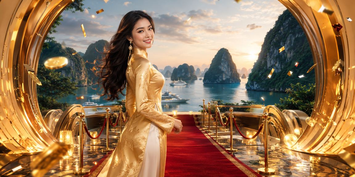 Phụ nữ mặc áo dài tại vịnh Hạ Long thưởng thức giải trí casino trực tuyến trên du thuyền